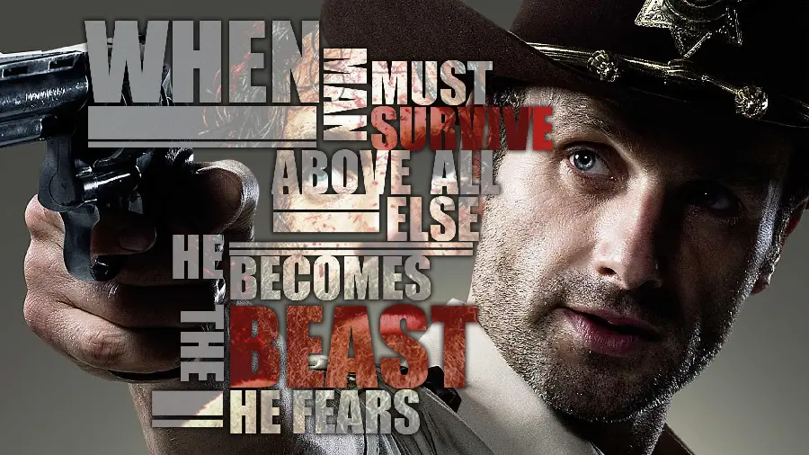 The cover of the famous Walking Dead series combined with Rick's photo
