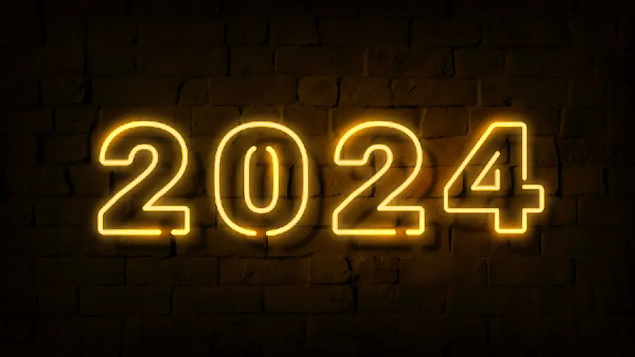 Simple image of the number 2024 for New Year and Christmas 2024 greetings 