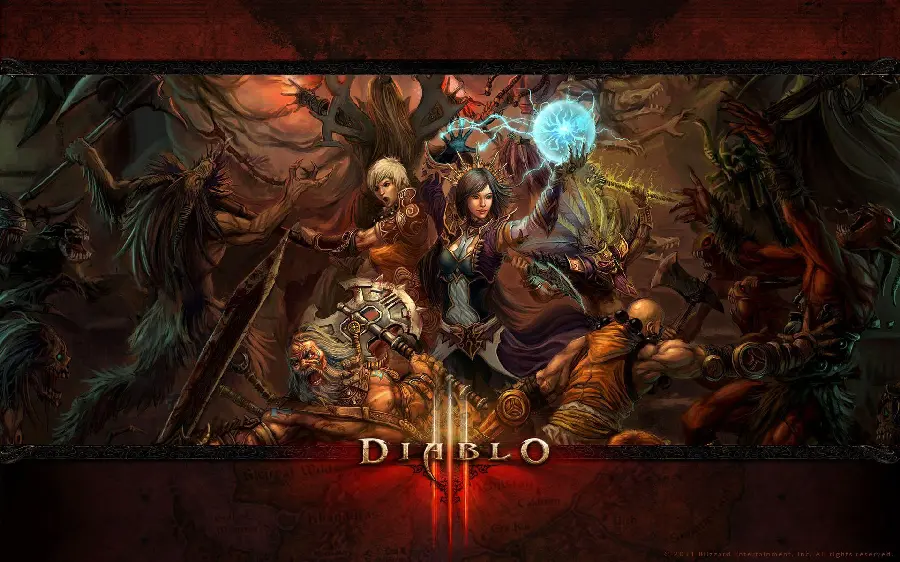 Stylish wallpaper from the creepy game Diablo for printing chassis panels