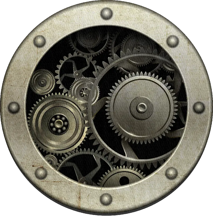 PNG image of a chain and a rotating wheel without a background 
