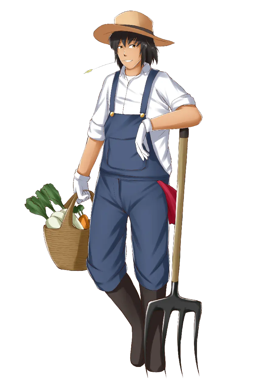 A stylish and attractive image of a female farmer in uniform and PNG format