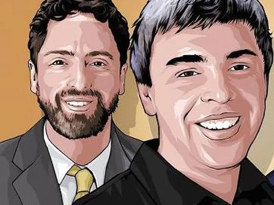 Very good quality painting photo of Larry Page and Sergey Brin