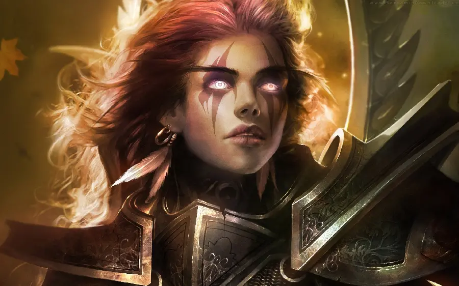 Download attractive images of a female warrior computer game suitable for background