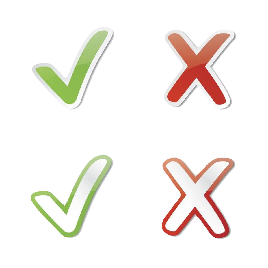 Download photo of green and red ticks and crosses png 