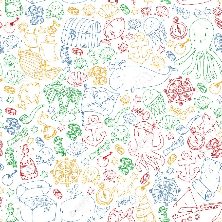 Colorful shapes wallpaper on a white background for kindergarten