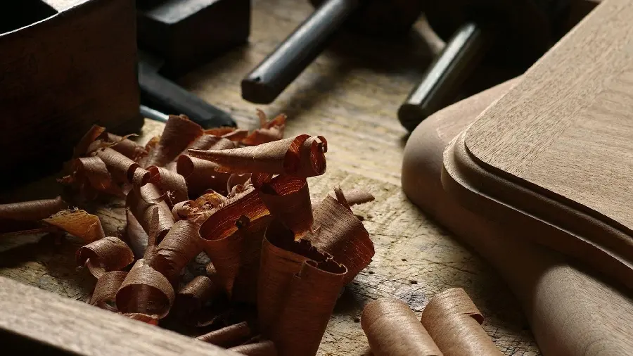 Very beautiful image of a close-up view of thin pieces of wood in carpentry