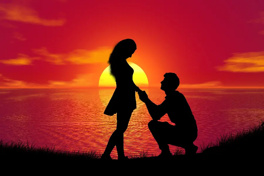 4K high quality wallpaper with a romantic design by the water and sunset