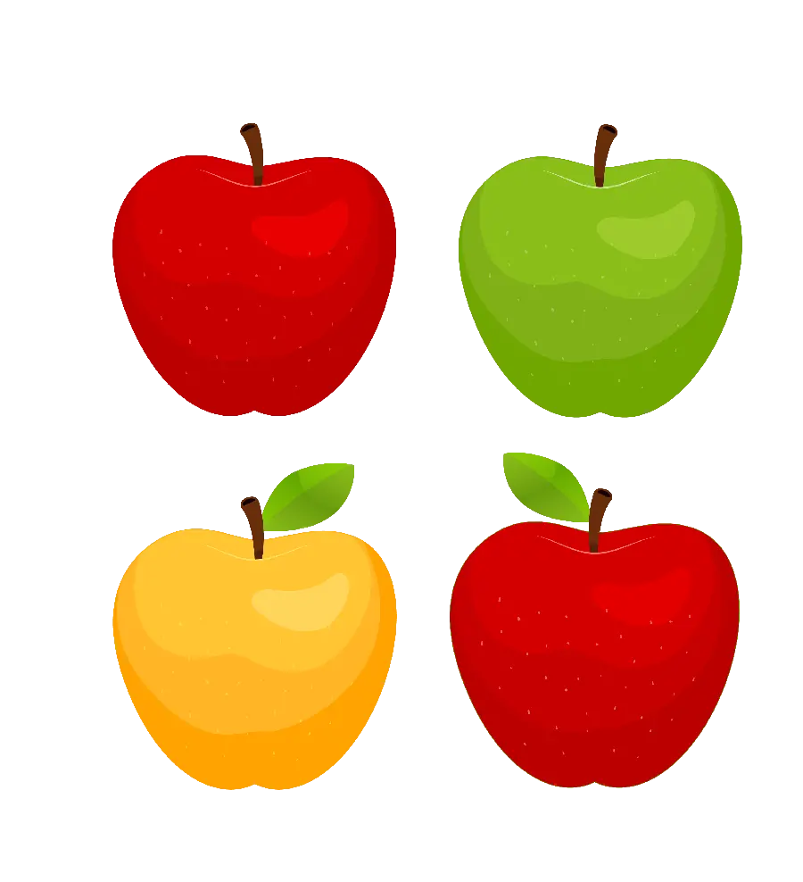 Beautiful and different PNG image of apples with different colors 