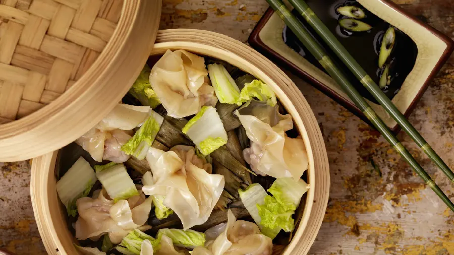 New background with a design of a delicious East Asian steamed dish 2023