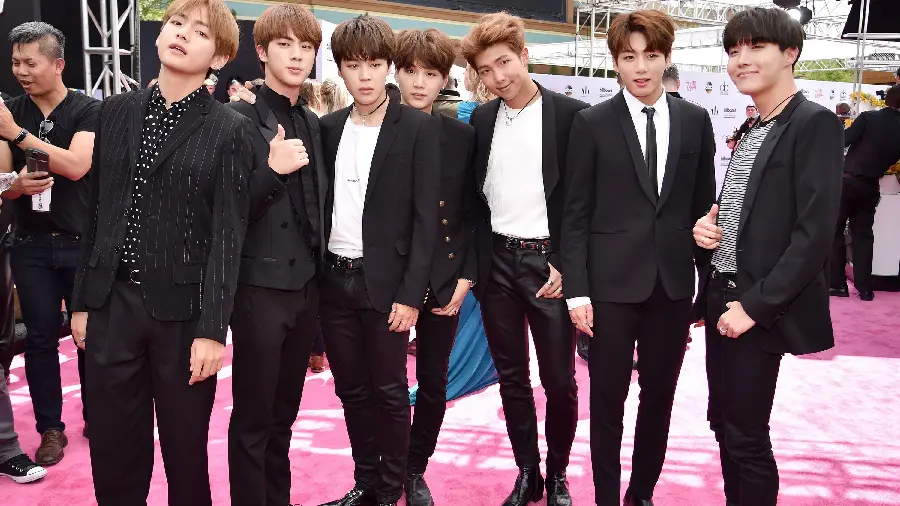 A Decent Image of BTS Members with Black and White Set for Laptop