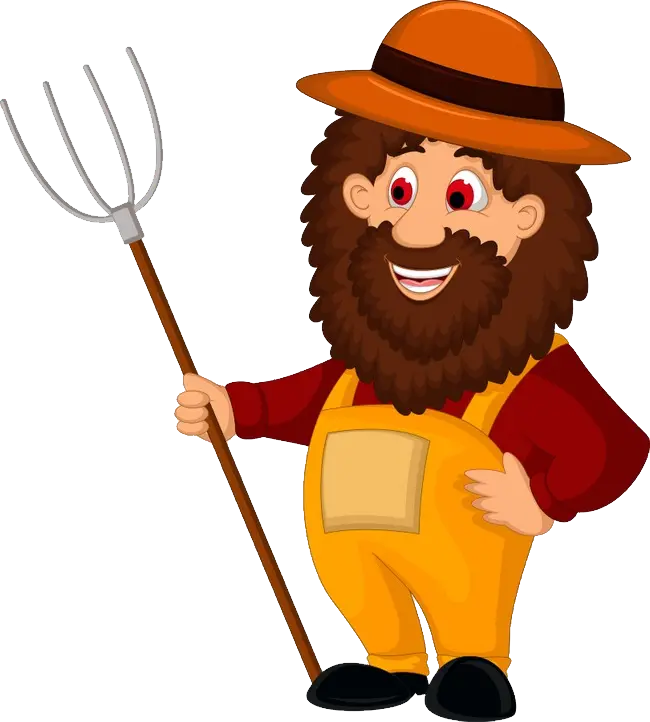 Funny Cartoon Short Farmer Image in PNG Format