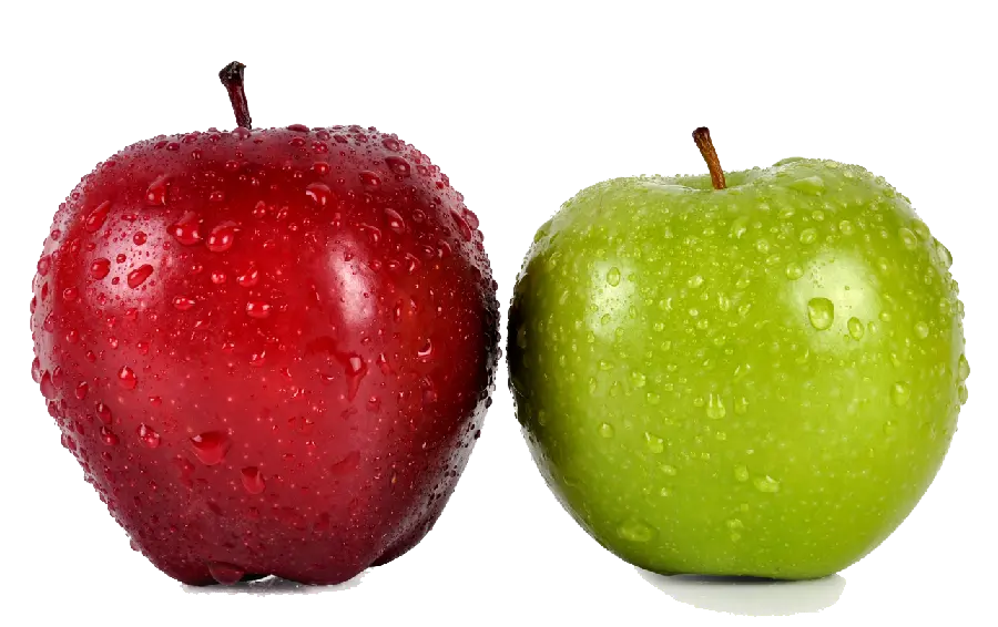 Free PNG image of a round cut green and red apple