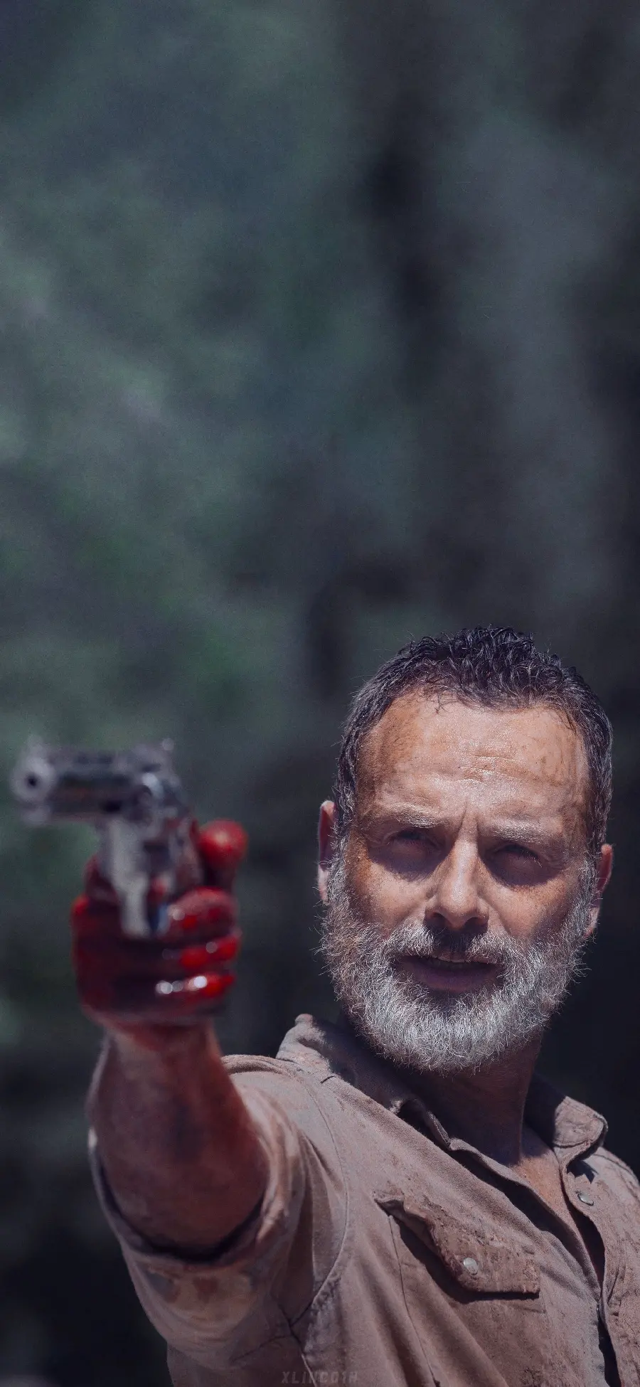 Picture of Rick in the eighth season of the zombie series The Walking Dead 
