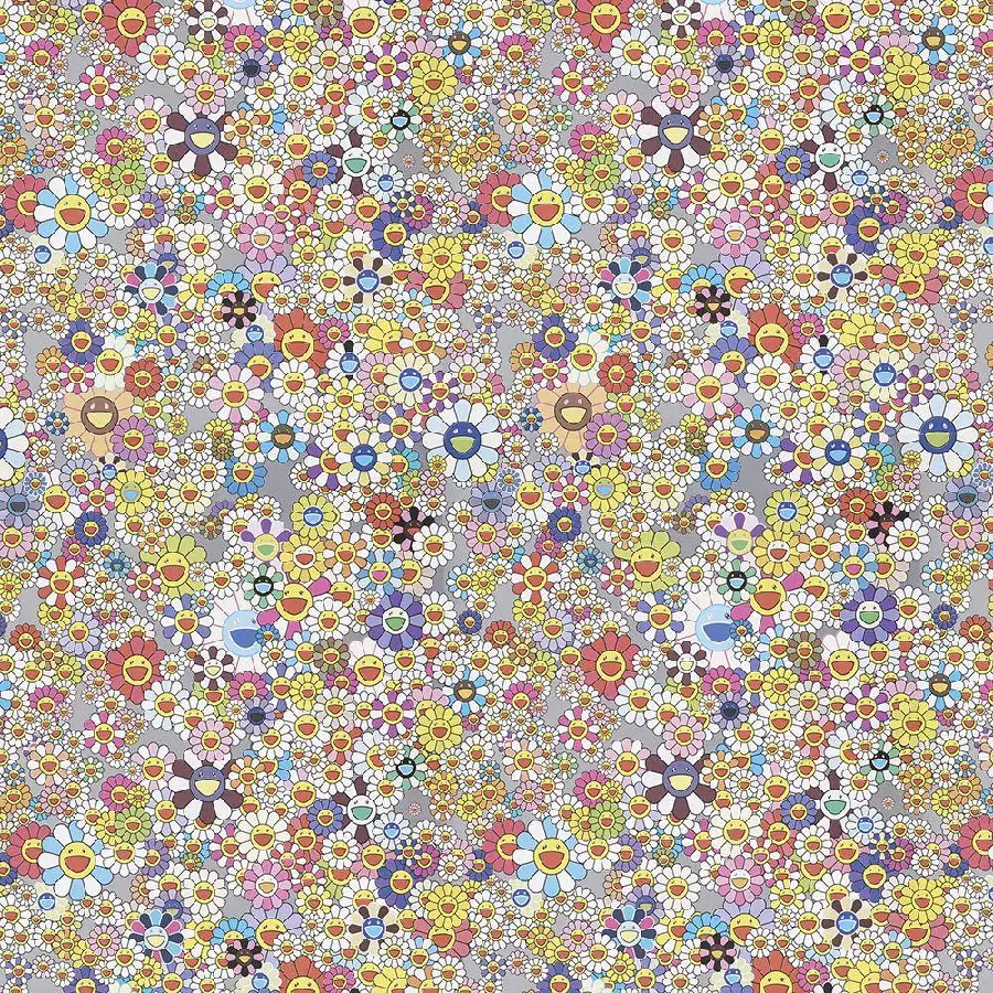 Contemporary art background photo with colorful small flowers