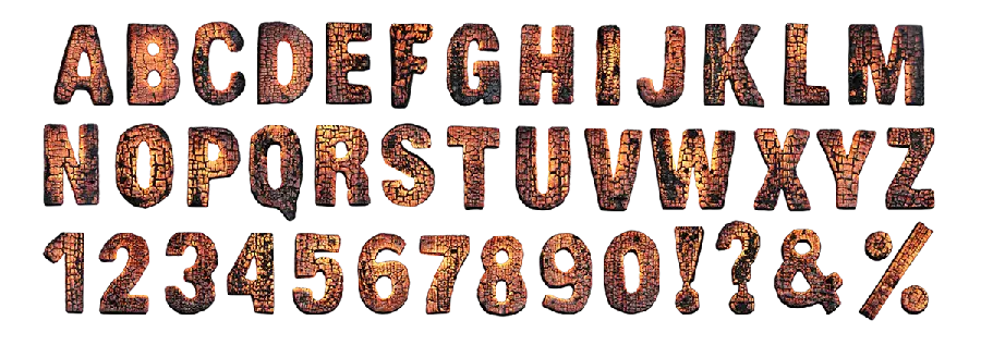 Photo of wooden English alphabet and numbers made by a carpentry workshop in PNG format