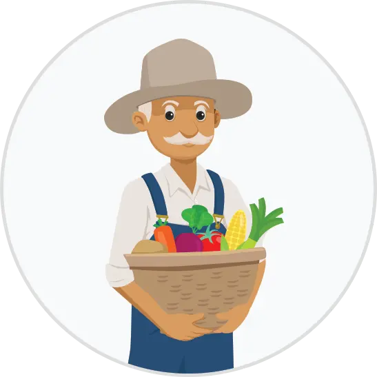 A teleported graphic photo without a background of a farmer in PNG format