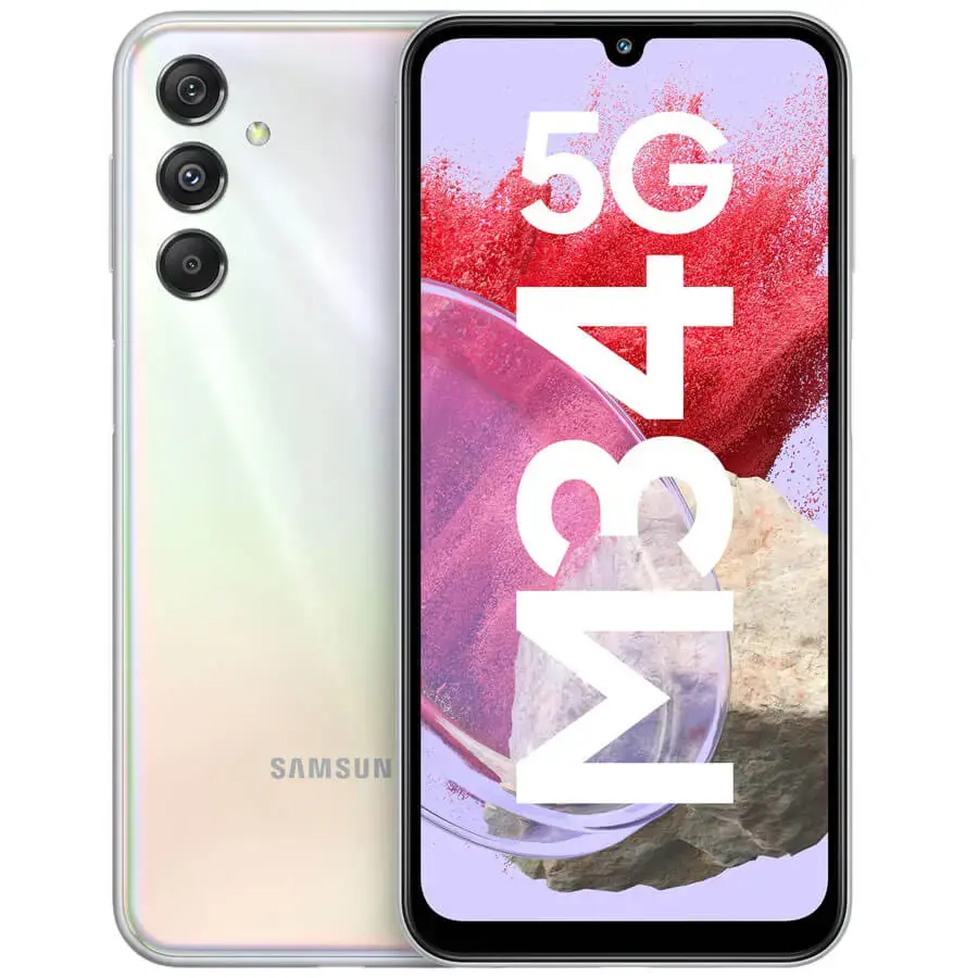 A screenshot of the Samsung Galaxy M34's screen and camera