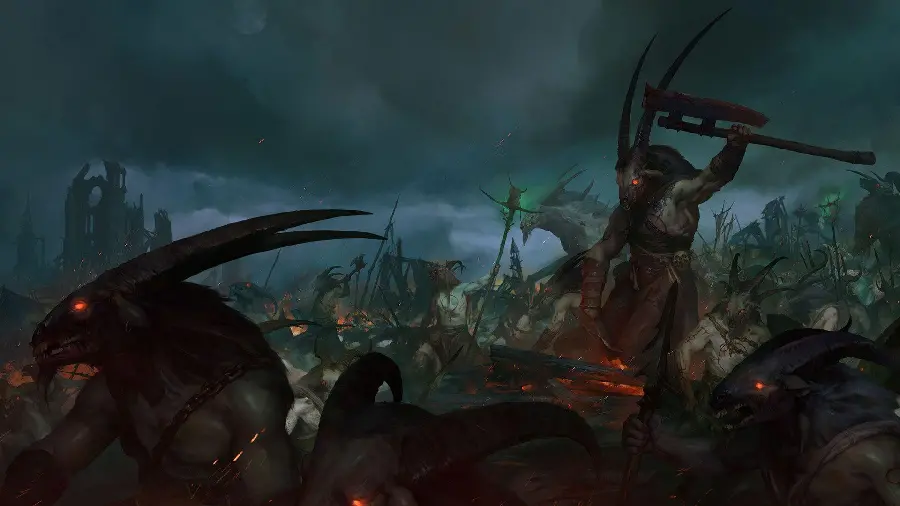 Stock image of fighting in the dark world inside the game Diablo