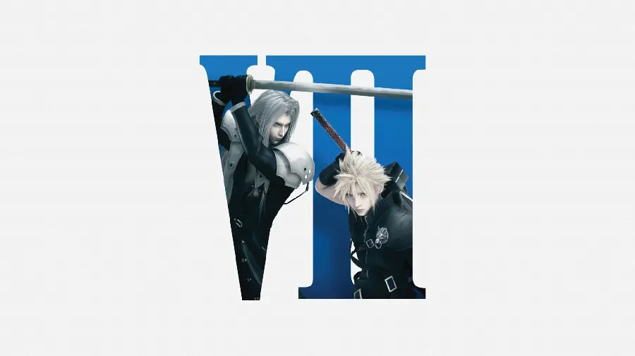 Final Fantasy 7 wallpaper with a simple white background