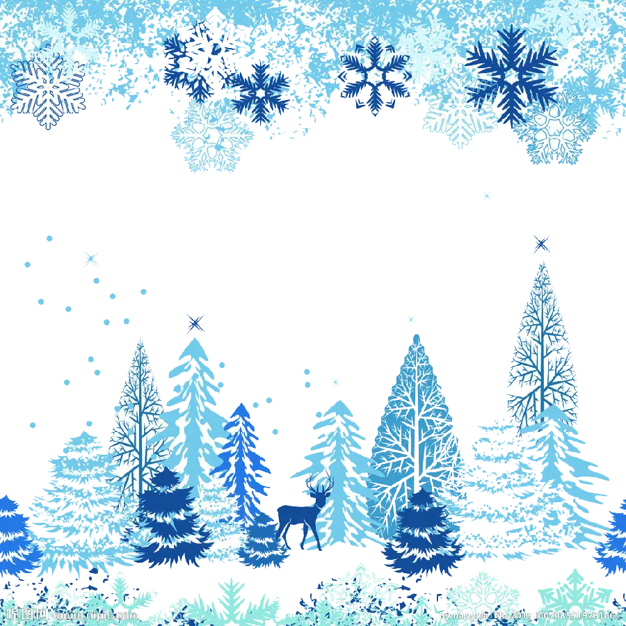 Creative Blue Snowflake Drawing Image in PNG Format