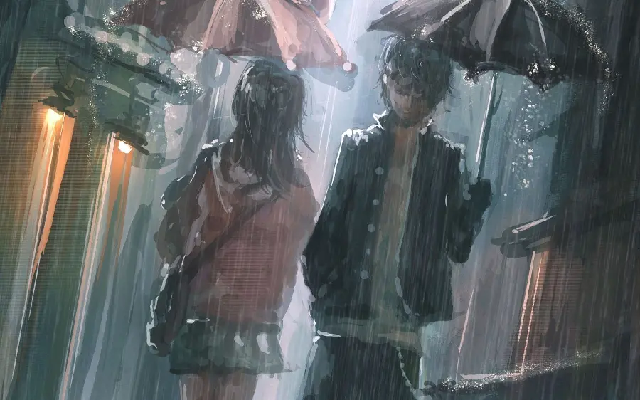 Cute and fantasy image of a girl's profile with an anime umbrella in high quality