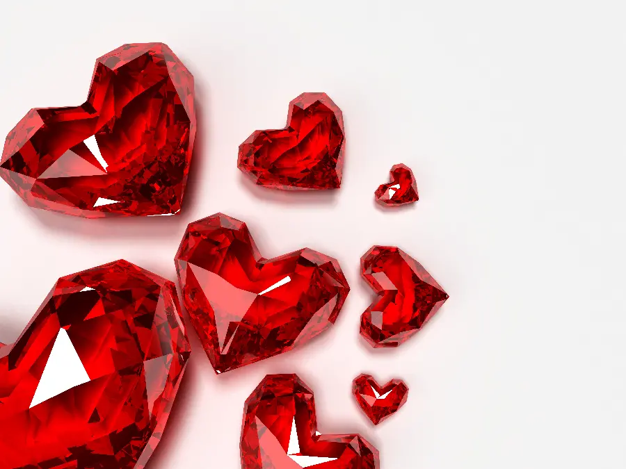 High-quality image of red crystal hearts for Valentine's Day