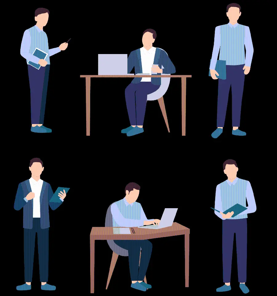 Download PNG image of a male teacher or gentleman in different positions and situations 