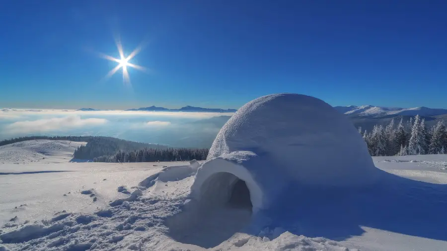 Attractive wallpaper of a snow house Or an igloo for a winter background