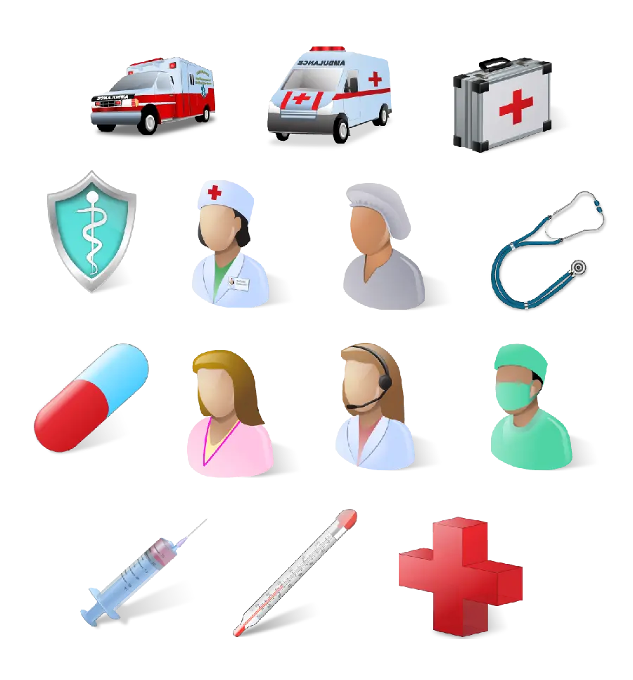 3D images of nursing supplies in PNG format
