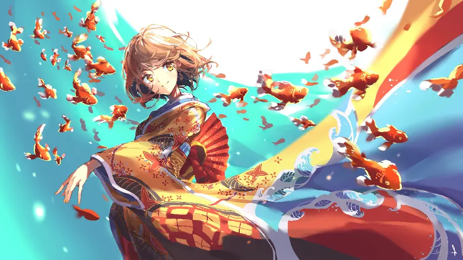 Anime flying fish pictures for girls' backgrounds