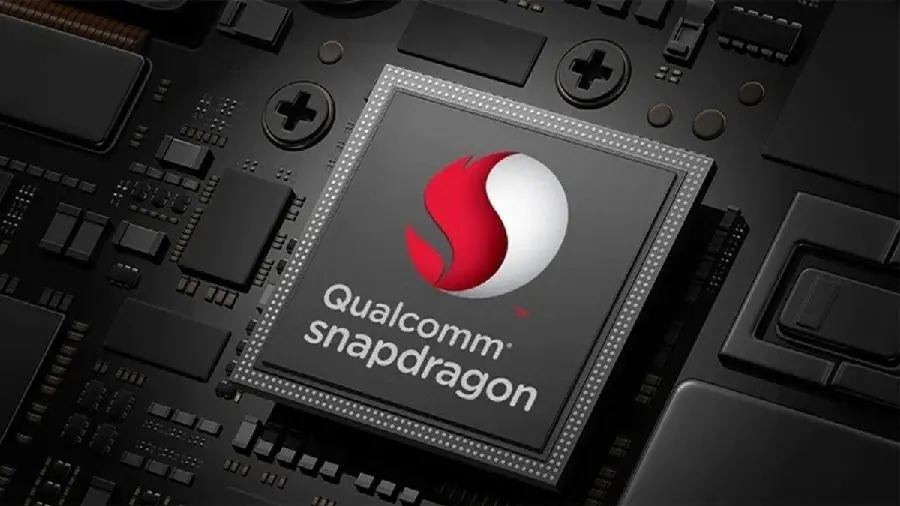 Photo and background of the Snapdragon processor made by Qualcomm