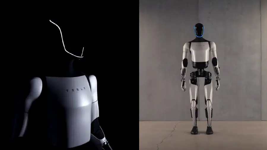 The first unveiling of the humanoid robot Optimus Tesla 