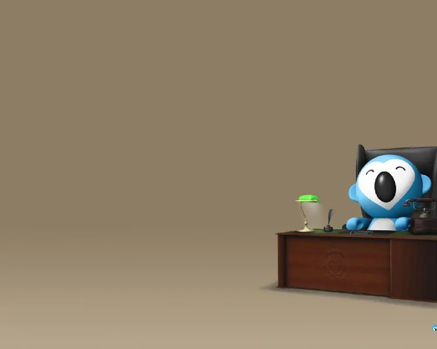 Advanced Robot Cartoon Photo Sitting at Laptop Desk