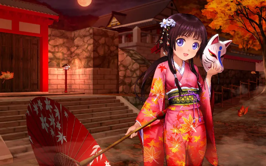 Girl's profile picture with an anime umbrella, fantasy graphics