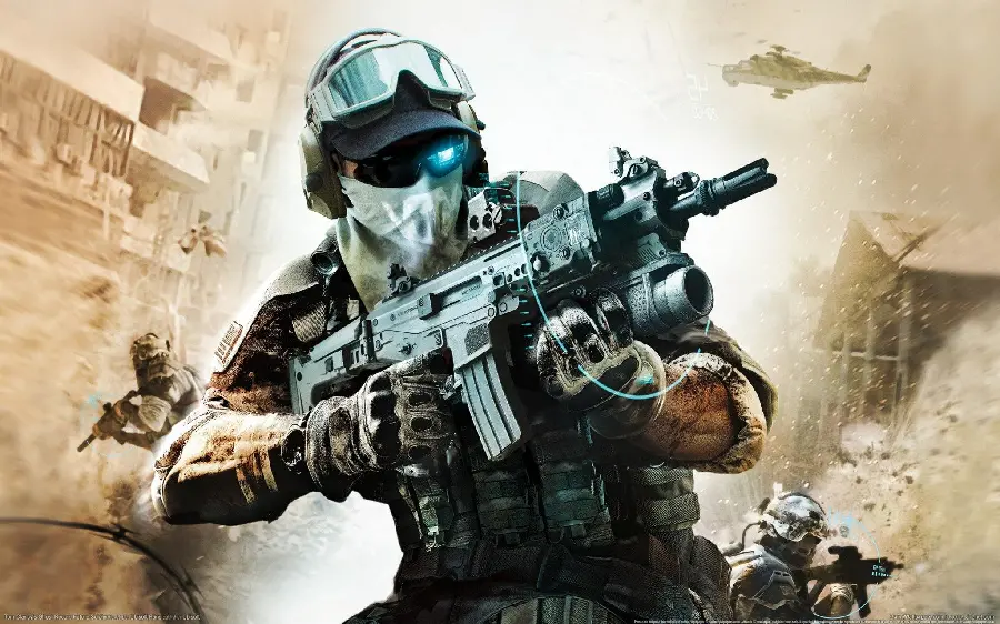 Fantastic and strange stock image of soldiers in the future with modern technology