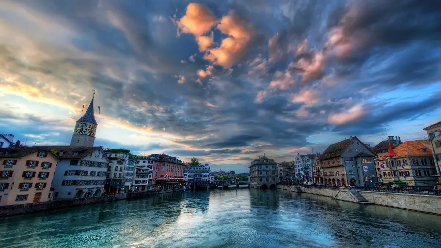 Amazing Background of City and Houses on Water for Windows Background 1403