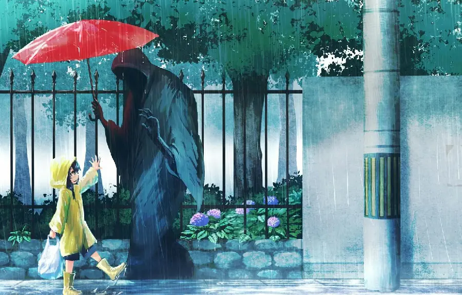 Most downloaded anime profile picture of a red umbrella with a little girl in white