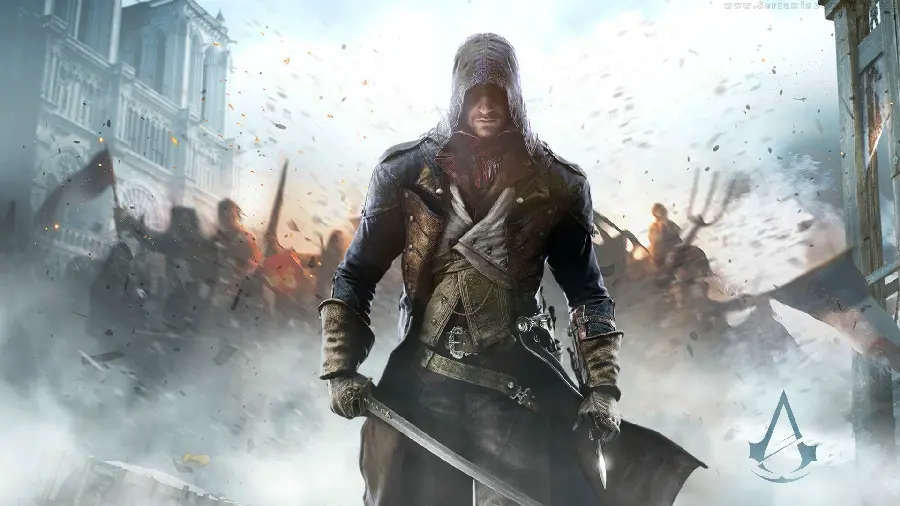 Photo of the famous computer game Assassin's Creed Unity series for printing on a mouse pad