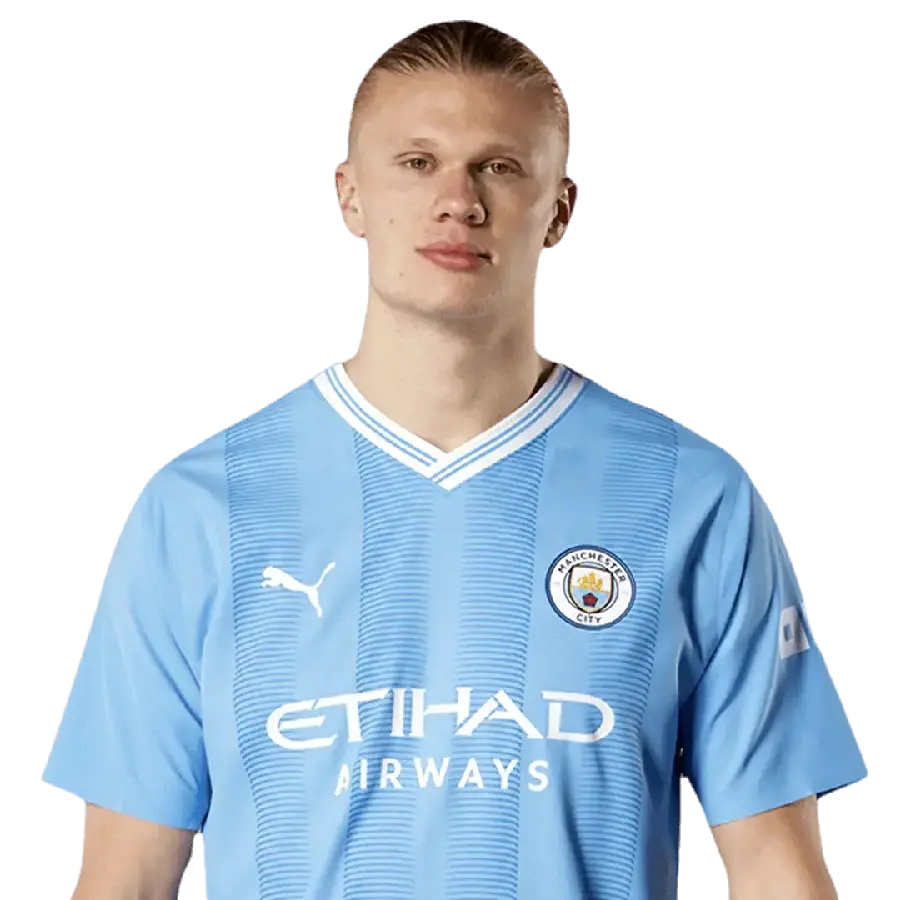 The best and simplest photo of Erling Haaland with a white background