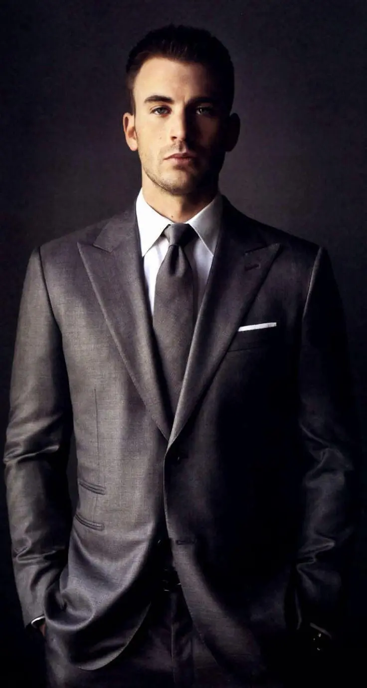 Handsome Chris Evans with a stylish suit style