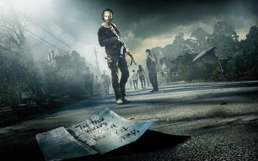 Picture of Rick Grimes in the Walking Dead, the most famous zombie series