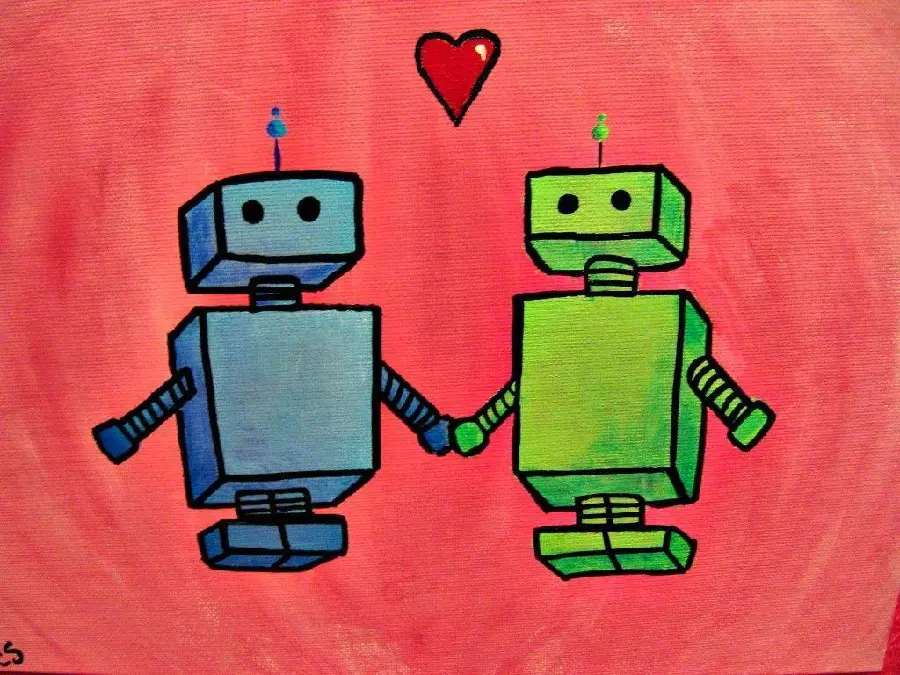 Stock image of robots in love for couple profiles