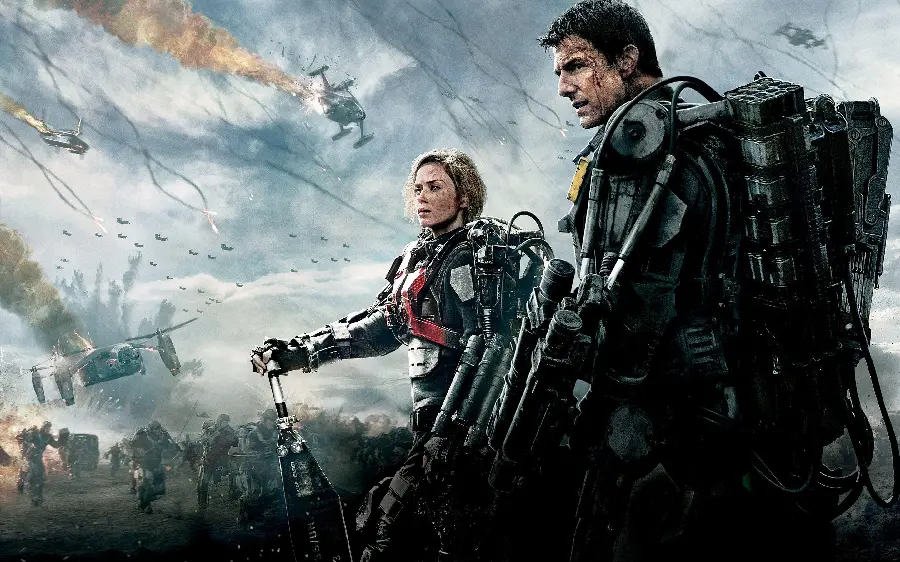 Wallpaper from the poster of the horror movie Edge of Tomorrow starring Tom Cruise