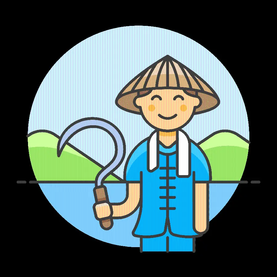 Download a picture of a child farmer in a circular frame without a background png