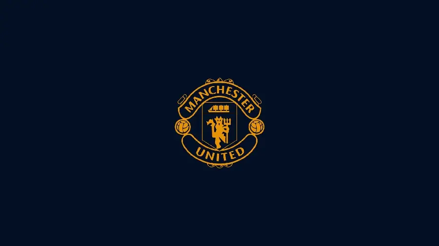 Free download of the golden Manchester United logo photo with a black background 