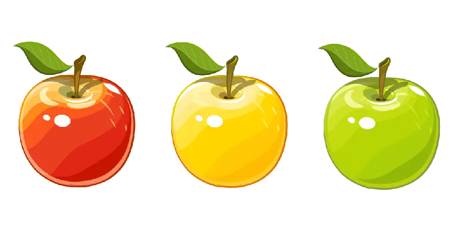 Download a picture of green, yellow and red apples cut out PNG