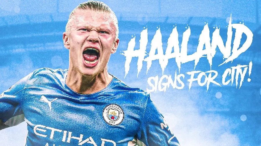 Download free and high-quality Erling Haaland photos with text background 