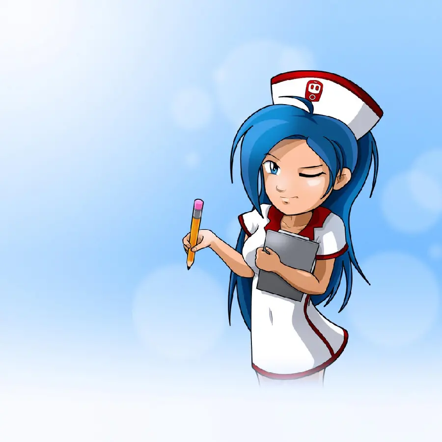 Cute anime nurse photo with a simple background for free