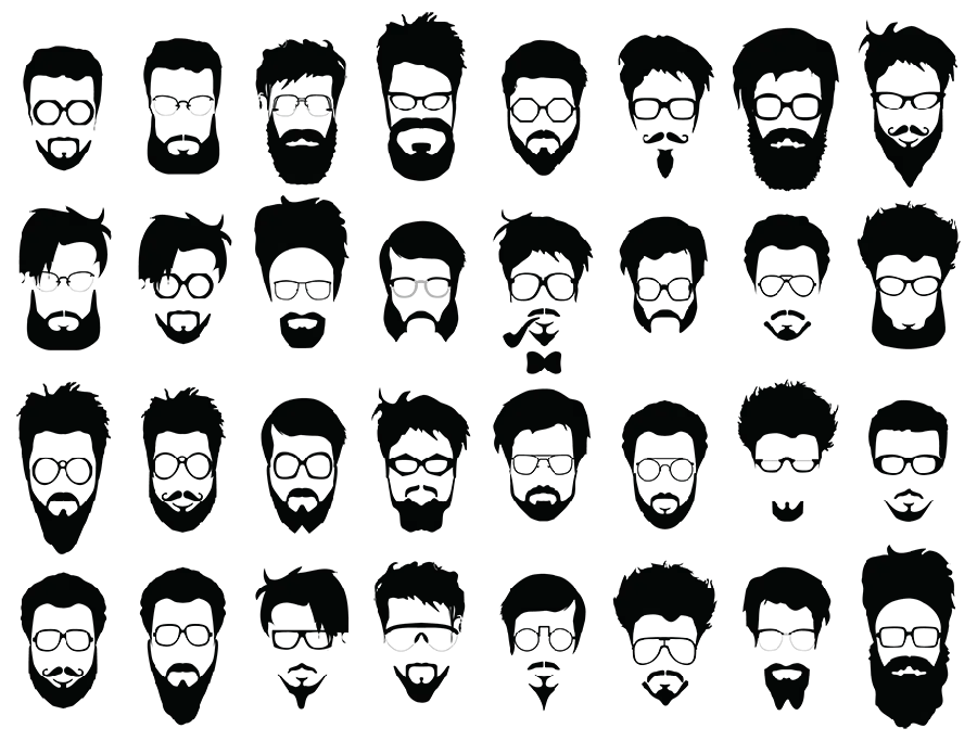 PNG photo of various beard and mustache and men's hair styles