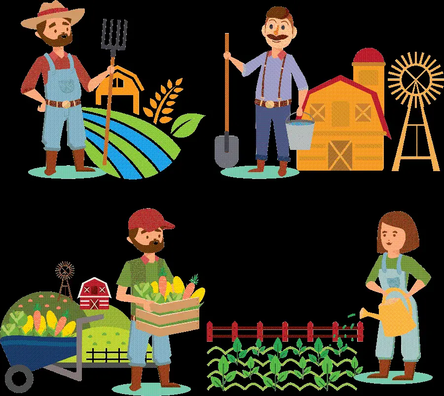 Download Animated Graphic Farmer Images of Various Farmers Without Background
